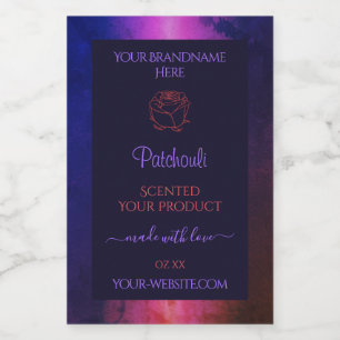 Pour Bocaux Marbre bleu rose violet Étiquette de produit Fleur