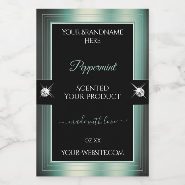 Pour Bocaux Noble Black Icy Turquoise brillant Étiquette de pr (Étiquettes simples)