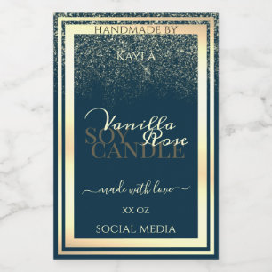 Pour Bocaux Noble bleu foncé Produit Emballage Étiquette Gold