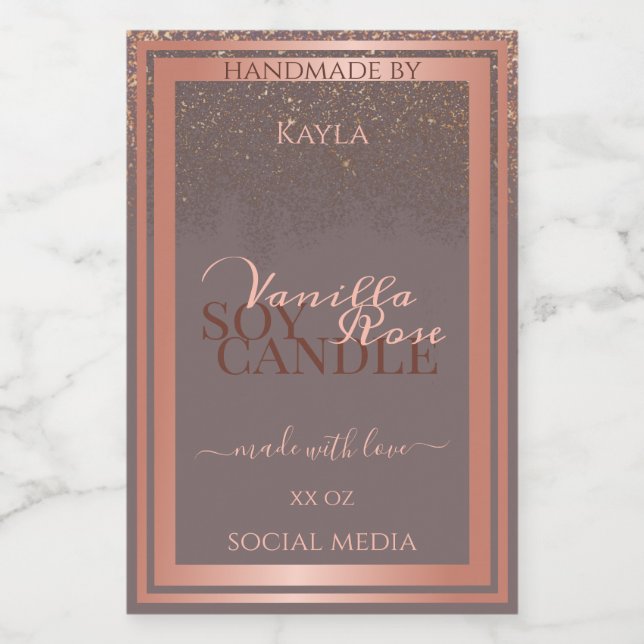 Pour Bocaux Noble Gris Étiquette d'emballage  or Rose (Étiquettes simples)