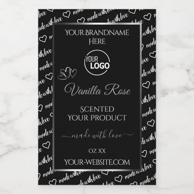 Pour Bocaux Noir Blanc Cloud Argent produit Étiquette Logo (Étiquettes simples)