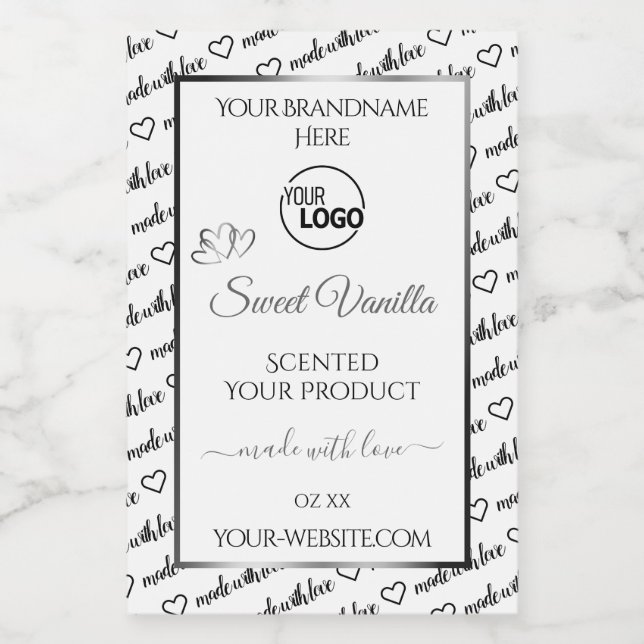 Pour Bocaux Noir Blanc Cloud Argent produit Étiquette Logo (Étiquettes simples)