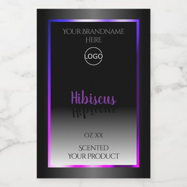 Pour Bocaux Noir Blanc Étiquette violet rose cadre Logo (Étiquettes simples)