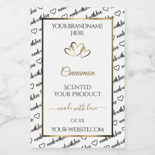 Pour Bocaux Noir et blanc Art produit Étiquette Gold Hearts