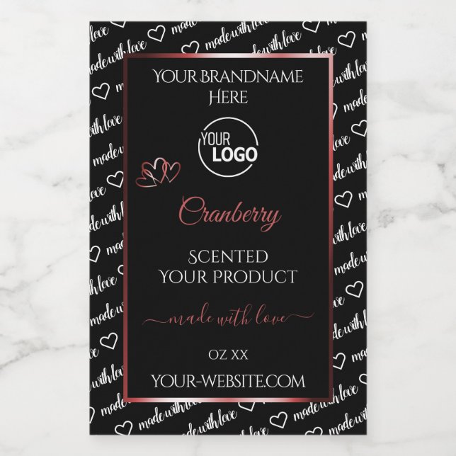 Pour Bocaux Noir et blanc Cloud Rouge Produit Logo Étiquette (Étiquettes simples)