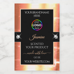 Pour Bocaux Noir Noble brillant Saumon crème Logo Étiquette de