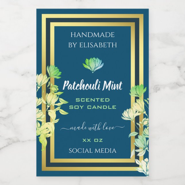 Pour Bocaux Ocean Blue Floral Emballage de produits Étiquette  (Étiquettes simples)