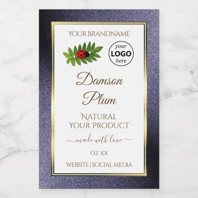 Pour Bocaux Parties scintillant Bleu Blanc Or Étiquette de pro (Étiquettes simples)