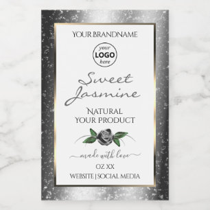 Pour Bocaux Parties scintillant d'argent floral logo Étiquette