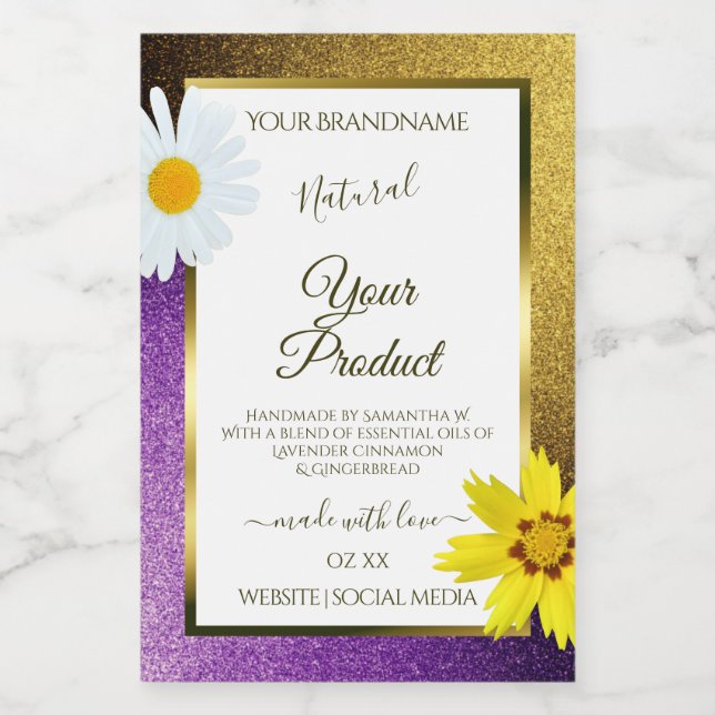 Pour Bocaux Parties scintillant métallique violet or Étiquette (Étiquettes simples)