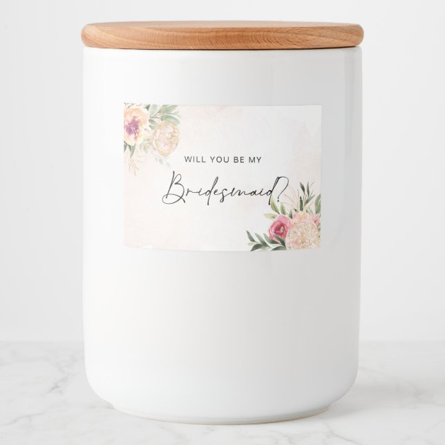 Pour Bocaux Peony et Gold Foil fleurit Bridesmaid Étiquette de (Devant)
