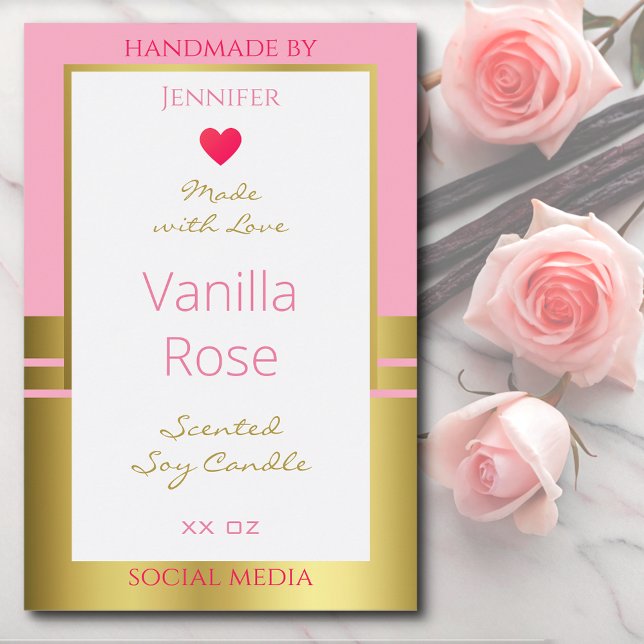 Pour Bocaux Pink Gold Produit Emballage Étiquette Facile Texte (Créateur téléchargé)