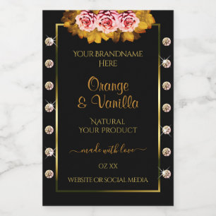 Pour Bocaux Produits en or noir Étiquette Orange rose Roses Bi