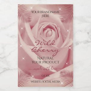 Pour Bocaux Rose rose avec Feuille de palme bordeaux Étiquette
