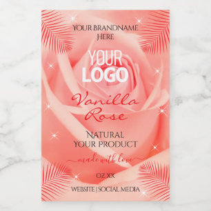 Pour Bocaux Rose Rose Floral Étiquette Palm Feuille Logo