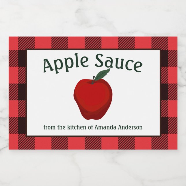 Pour Bocaux Sauce Pomme Canne Conserve Plaid H Étiquette alime (Étiquettes simples)