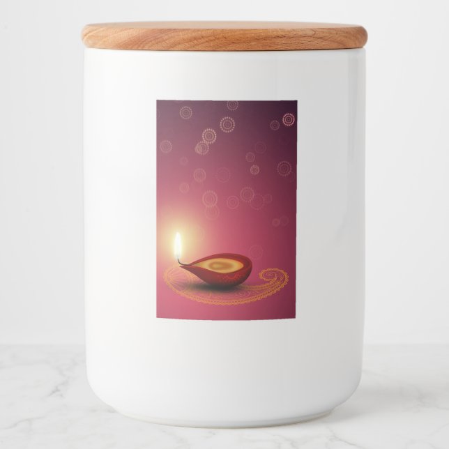 Pour Bocaux Shiny Happy Diwali Diya - Étiquette de contenants  (Devant)