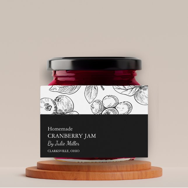 Pour Bocaux Simple Étiquette de confiture de canneberge noire  (Créateur téléchargé)