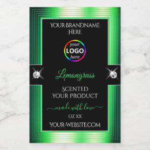 Pour Bocaux Vibrant noir brillant vert avec logo Étiquette pro