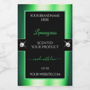 Pour Bocaux Vibrant noir vert brillant brillants Étiquette pro