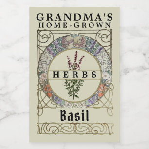 Pour Bocaux Vintage Art Nouveau Mucha Herb Étiquette Modèle