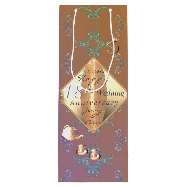 Pour Bouteille 18e anniversaire Mariage sac cadeau Porcelaine (Dos)