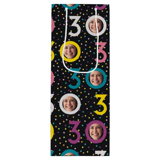 Pour Bouteille 30e anniversaire Personnaliser photo Sac cadeau vi (Devant)