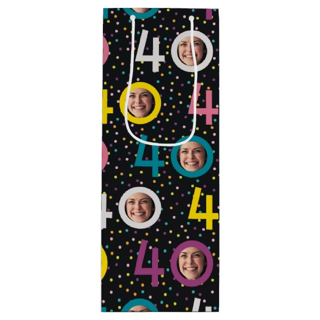 Pour Bouteille 40e anniversaire Personnaliser photo Sac cadeau vi (Devant)