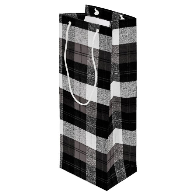 Pour Bouteille 4.75lx4wx13h Sac cadeau vin XMAS Baffalo Plaid Bla (Dos Angle)