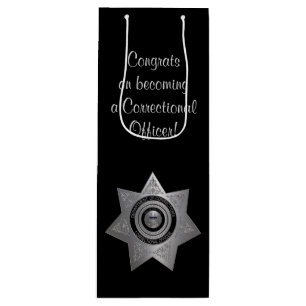 Pour Bouteille Badge de l'agent correctionnel, Sac cadeau argent-