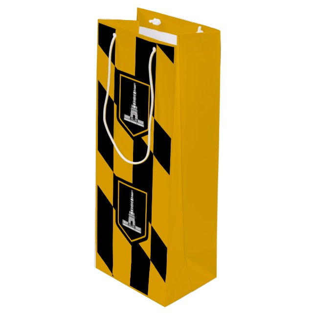 Pour Bouteille Drapeau de Baltimore, Sac cadeau de vin du Marylan (Devant Angle)