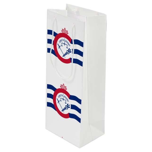 Pour Bouteille Drapeau de Cincinnati, Sac cadeau de vin de l'Ohio (Devant Angle)