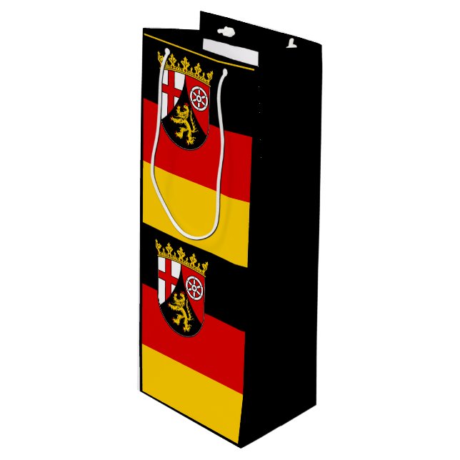 Pour Bouteille Drapeau de Rhénanie-Palatinat Sac cadeau de vin (Devant Angle)