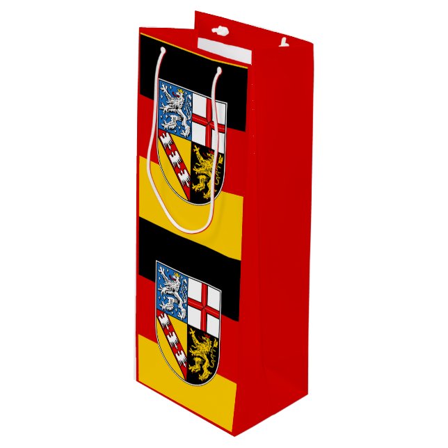 Pour Bouteille Drapeau Saarlan Vin Cadeau Sac cadeau (Devant Angle)