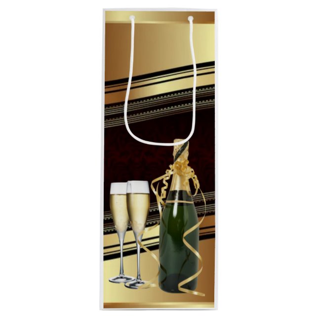 Pour Bouteille Élégant sac cadeau Champagne or / Vin (Devant)