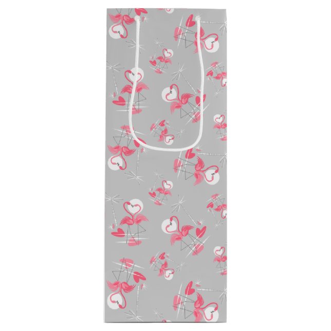 Pour Bouteille Flamant rose Love Multi sac cadeau vin (Devant)