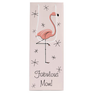 Pour Bouteille Flamant rose rose 'Fabulous Mom' sac cadeau boutei