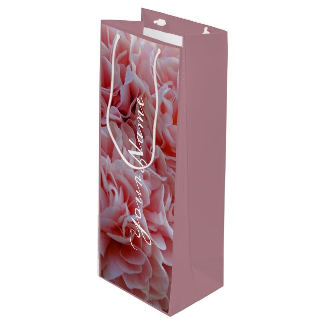 Pour Bouteille Fleurs de velours rose Mallow Cadeau Sac (Devant Angle)