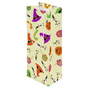 Pour Bouteille Halloween Motif Jaune Arrière - plan Sac cadeau vi