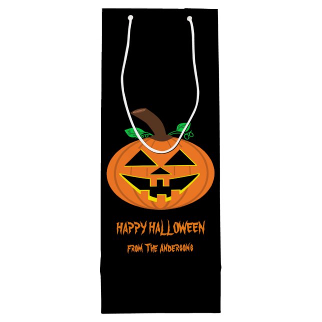 Pour Bouteille Happy Halloween Sac cadeau Citrouille (Dos)