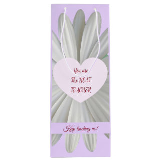 Pour Bouteille Happy Teachers Day Cadeau Sac - Pink Heart Daisy