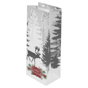 Pour Bouteille Hiver Wonderland Vin Sac cadeau - Rouge