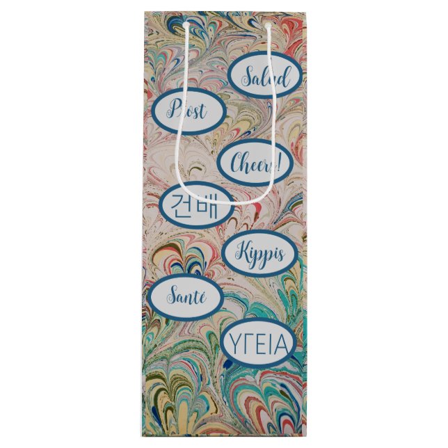 Pour Bouteille Joli Sac Cadeau À Cheers En Marbre (Devant)