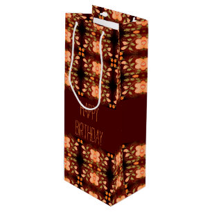 Pour Bouteille Joli sac cadeau Anniversaire en papier à motifs fl