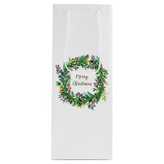Pour Bouteille Joyeux Noël Vacances Wreath Medium Cadeau Sac cade (Devant)