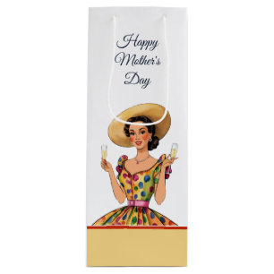 Pour Bouteille Lady In Colorful Robe et sac cadeau Casquette