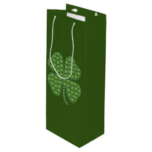 Pour Bouteille Lucky Irish Clover Dark Green Vin Cadeau Sac