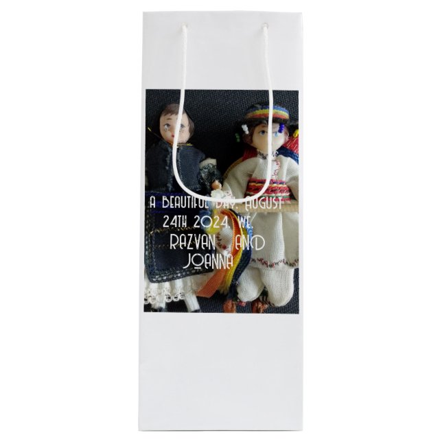 Pour Bouteille Mariage Cadeau Favoriser Sac Roumain Costume natio (Devant)