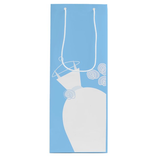 Pour Bouteille Mariage Gown Blue sac cadeau vin (Devant)