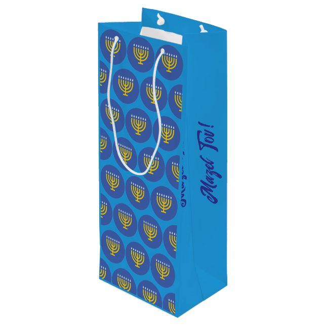 Pour Bouteille Mazel Tov !" Sac cadeau Motif Monorah (Dos Angle)
